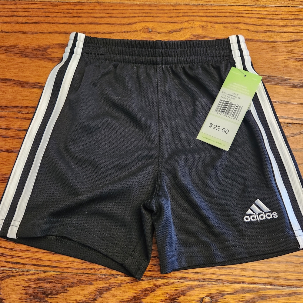 Adidas Kids Black and White Striped Shorts